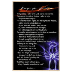 Museum-Quality Premium Wooden Framed Poster | Prayer for Salvation ~Jonah 2:2-9~ (2 Designs - Angel)