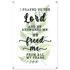 Minimalist Typography Acrylic Print | The Lord Delivered Me From All My Fears ~Psalm 34:4~ (5 Designs)