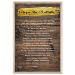 Premium Quality Framed Canvas | Prayer for Protection ~Psalm 91:1-8~ (2 Designs - Wood)