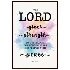 Minimalist Typography Framed Poster | The Lord Will Give Strength To His People ~Psalm 29:11~ (5 Designs)