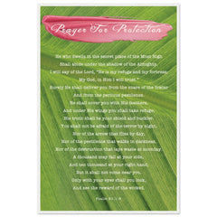 Museum-Quality Premium Wooden Framed Poster | Prayer for Protection ~Psalm 91:1-8~ (2 Designs - Leaf)