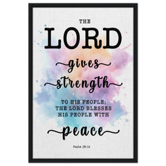 Minimalist Typography Framed Canvas | The Lord Will Give Strength To His People ~Psalm 29:11~ (5 Designs)