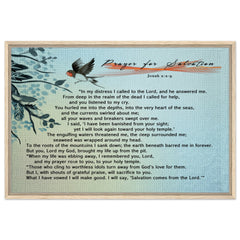 Premium Quality Framed Canvas | Prayer for Salvation ~Jonah 2:2-9~ (2 Designs - Bird)