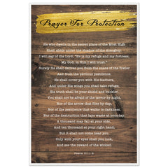 Museum-Quality Premium Wooden Framed Poster | Prayer for Protection ~Psalm 91:1-8~ (2 Designs - Wood)