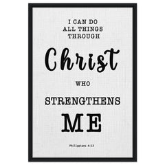 Minimalist Typography Framed Canvas | Christ Strengthens Me ~Philippians 4:13~ (5 Designs)