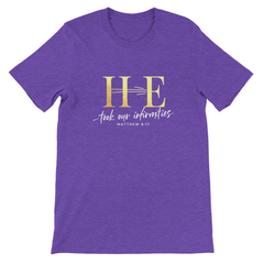 Premium Unisex Crewneck T-shirt | He Took Our Infirmities -Matthew 8:17-