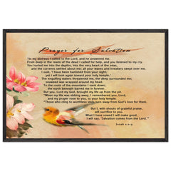 Museum-Quality Premium Wooden Framed Poster | Prayer for Salvation ~Jonah 2:2-9~ (2 Designs - Bird)