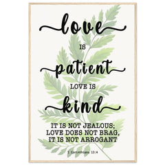 Minimalist Typography Framed Poster | Love Is Patient Love Is Kind ~1 Corinthians 13:4~ (5 Designs)