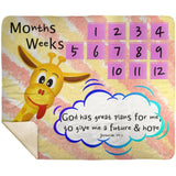 Cozy Plush Baby Milestone Blanket - God Has Great Plans For Me ~Jeremiah 29:11~ (Design: Giraffe 1)