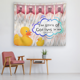 Uplifting Nursery & Kids Room Tapestry - Spirit Of God Lives In Me ~1 Corinthians 3:16~ (Design: Ducks)
