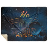 Bible Verses Premium Mink Sherpa Blanket - Take Refuge Under His Wings ~Psalm 91:4~ Design 7