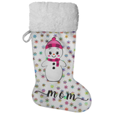 Personalised Name Fluffy Sherpa Lined Christmas Stocking - Snow Woman (Design: Rainbow Snowflake)