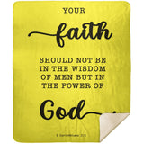 Typography Premium Sherpa Mink Blanket - Faith In The Power Of God ~1 Corinthians 2:5~