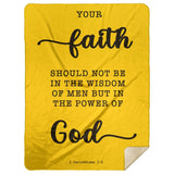 Typography Premium Sherpa Mink Blanket - Faith In The Power Of God ~1 Corinthians 2:5~