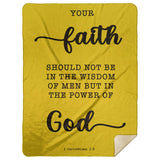 Typography Premium Sherpa Mink Blanket - Faith In The Power Of God ~1 Corinthians 2:5~