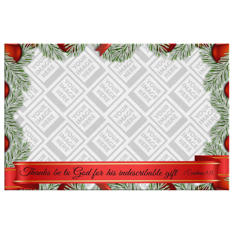 Personalized Christmas Framed Canvas Wall Art - Thanks Be To God ~2 Corinthians 9:15~ (Design: Horizontal Holly)