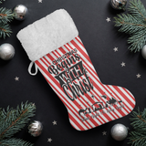 Fluffy Sherpa Lined Christmas Stocking - Christmas Begins With Christ (Design: Candy)