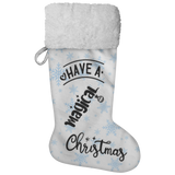 Fluffy Sherpa Lined Christmas Stocking - Have A Magical Christmas (Design: Blue Snowflake)