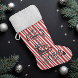 Fluffy Sherpa Lined Christmas Stocking - Christmas Cheer (Design: Candy)