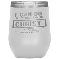Bible Verses Stainless Steel Vacuum Insulated Wine Tumbler - Philippians 4:13 Design 6