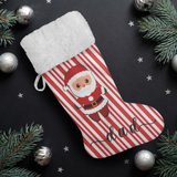 Personalised Name Fluffy Sherpa Lined Christmas Stocking - Santa (Design: Candy)