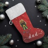 Personalised Name Fluffy Sherpa Lined Christmas Stocking - Wiseman 1 (Design: Red)