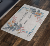 Customizable Artistic Minimalist Bible Verse Doormat With Your Signature (Design: Square Garland 14)