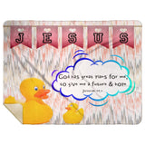 Hope Inspiring Kids Snuggly Blanket - God Has Great Plans For Me ~Jeremiah 29:11~ (Design: Ducks)