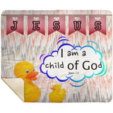 Hope Inspiring Kids Snuggly Blanket - I Am A Child Of God ~John 1:12~ (Design: Ducks)