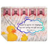 Hope Inspiring Kids Snuggly Blanket - God Is With Me Always ~Matthew 28:20~ (Design: Ducks)