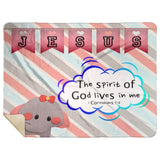 Hope Inspiring Kids Snuggly Blanket - Spirit Of God Lives In Me ~1 Corinthians 3:16~ (Design: Elephant)