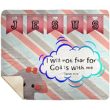Hope Inspiring Kids Snuggly Blanket - God Is With Me ~Isaiah 41:10~ (Design: Elephant)