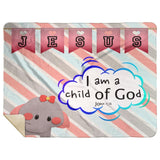 Hope Inspiring Kids Snuggly Blanket - I Am A Child Of God ~John 1:12~ (Design: Elephant)