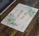Customizable Artistic Minimalist Bible Verse Doormat With Your Signature (Design: Rectangle Garland 7)