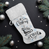 Fluffy Sherpa Lined Christmas Stocking - Christmas Cheer (Design: Blue Snowflake)