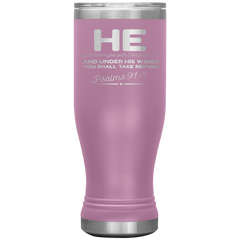 Bible Verses Boho 20oz Stainless Steel Vacuum Insulated Tumbler - Psalm 91:4 Design 8