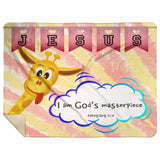 Hope Inspiring Kids Snuggly Blanket - I Am God's Masterpiece ~Ephesians 2:10~ (Design: Giraffe 1)