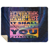 Bible Verses Premium Mink Sherpa Blanket - It Shall Not Come Near You ~Psalm 91:7~ Design 1