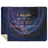 Bible Verses Premium Mink Sherpa Blanket - It Shall Not Come Near You ~Psalm 91:7~ Design 2