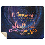 Bible Verses Premium Mink Sherpa Blanket - It Shall Not Come Near You ~Psalm 91:7~ Design 5