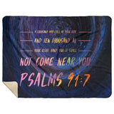 Bible Verses Premium Mink Sherpa Blanket - It Shall Not Come Near You ~Psalm 91:7~ Design 6