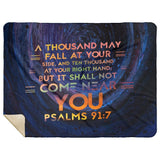 Bible Verses Premium Mink Sherpa Blanket - It Shall Not Come Near You ~Psalm 91:7~ Design 8