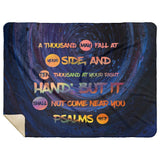 Bible Verses Premium Mink Sherpa Blanket - It Shall Not Come Near You ~Psalm 91:7~ Design 9