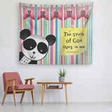 Uplifting Nursery & Kids Room Tapestry - Spirit Of God Lives In Me ~1 Corinthians 3:16~  (Design: Panda1)
