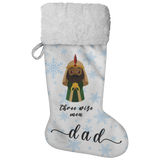 Personalised Name Fluffy Sherpa Lined Christmas Stocking - Wiseman 1 (Design: Blue Snowflake)