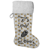 Fluffy Sherpa Lined Christmas Stocking - O Holy Night (Design: Gold Star)