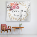 Customizable Artistic Minimalist Bible Verse Tapestry With Your Signature (Design: Square Garland 19)