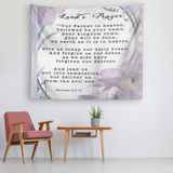 Bible Verses Vivid Print Versatile Tapestry - Lord's Prayer ~Matthew 6:9-13~ (Design: Flower Frame 3)