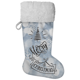 Fluffy Sherpa Lined Christmas Stocking - Merry Christmas (Design: White Snowflake)