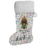 Personalised Name Fluffy Sherpa Lined Christmas Stocking - Wiseman 1 (Design: Rainbow Snowflake)
